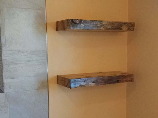 FLOATING WOOD CHUNK SHELVES